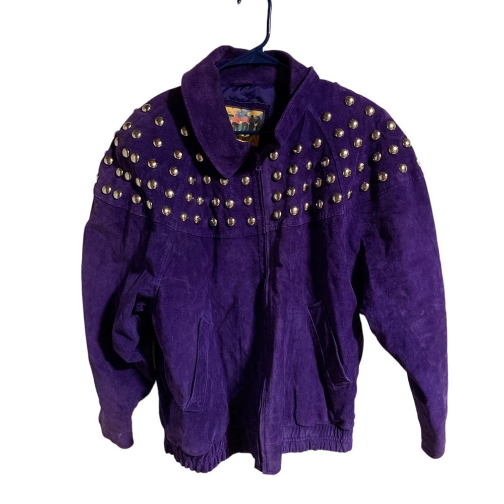 Vintage Atlantic Beach Leather Coat works bright purple suede leather jacket
